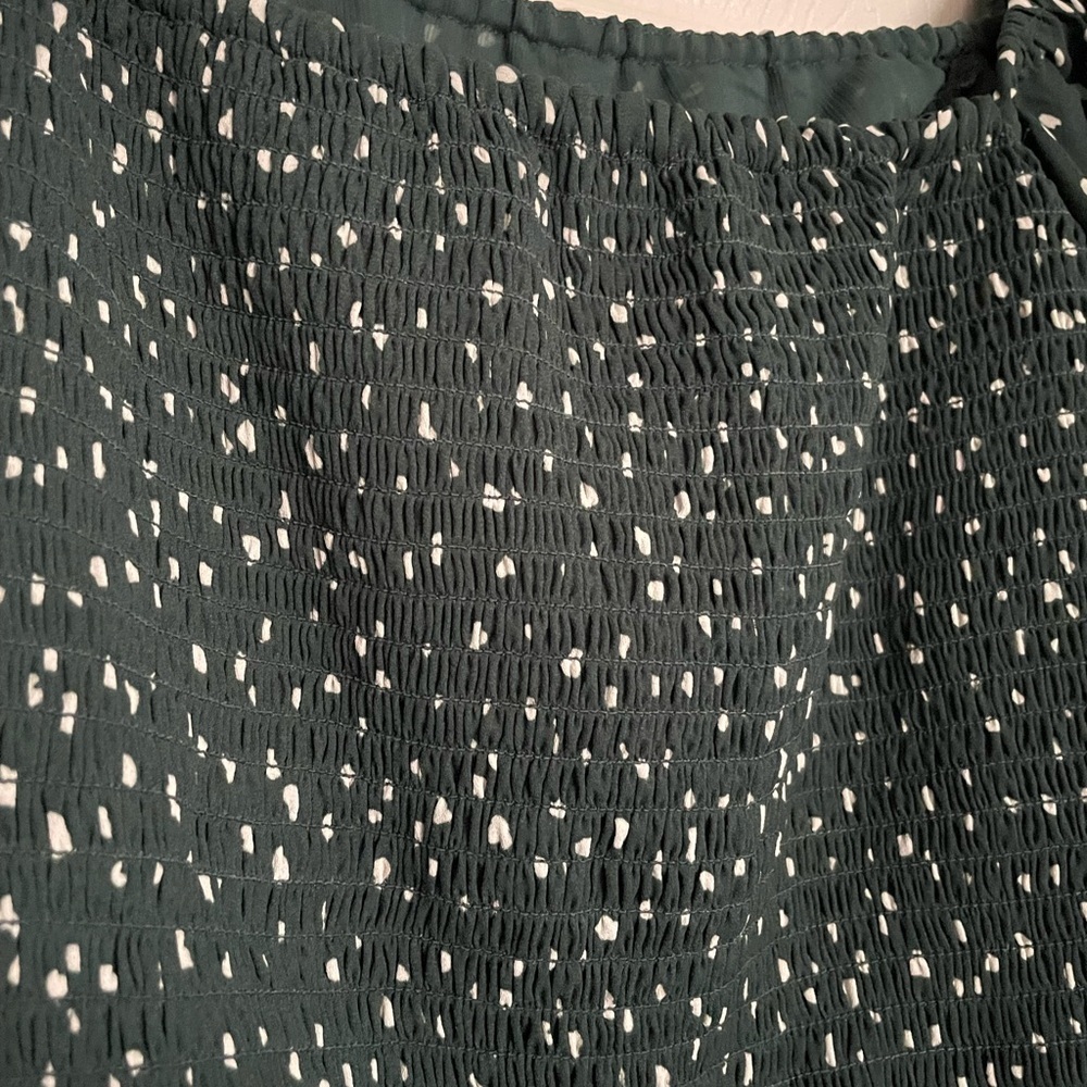 Abercrombie & Fitch Forest Green & White Speckled Terrazo Cropped Blouse size XL - Picture 8 of 12